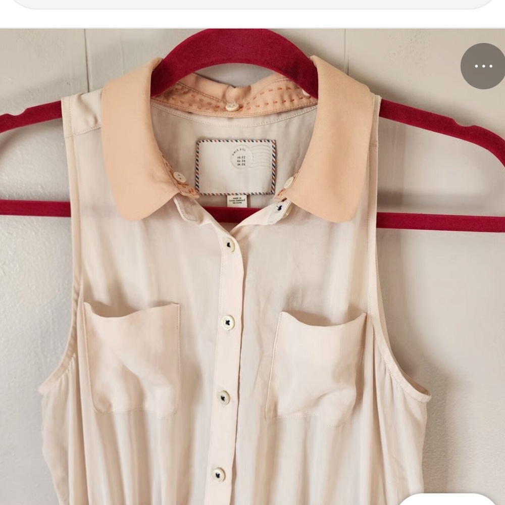 Anthropologie Postmark Ivory/Orange Colorblocked Shirt Dress Size 6 $128 NWT - Picture 8 of 8